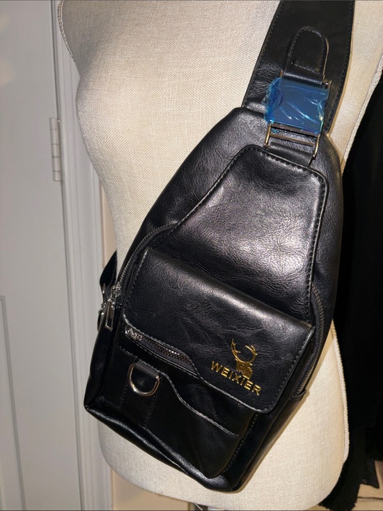 Weixier Other - Wexier Black Leather Sling Belt Bag for Men